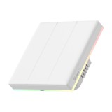 Intrerupator touch smart / inteligent, triplu Sonoff T5-3C-86, Wi-Fi, 15 A, iluminare LED, feedback tactil, incastrat, alb