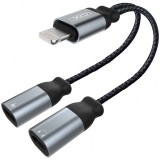 Adaptor Audio Lightning - Lightning / Lightning XO Design NBR160A, Negru