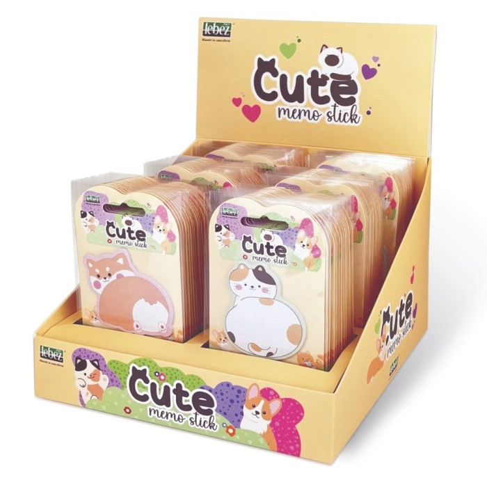 Bloc notes adeziv + 3 index, Pisica Cute, 6 modele (96 blistere/display)