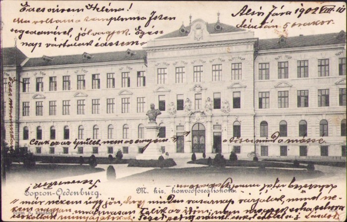 CP549N Sopron Oedenburg M kir honv&eacute;d főre&aacute;liskola postcard circulated Torda/Turda