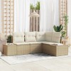 VidaXL Set de canapele pentru grădină cu pernă 4 pcs Bej și crem 3355710