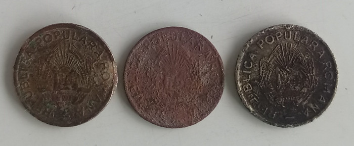 Lot 3 monede - Republica Populara Romana - 10 Bani 1952