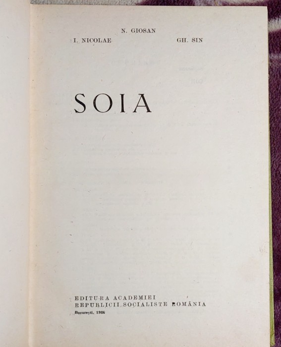 Soia - N. Giosan; I. Nicolae ; Gh. Sin