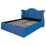 Pat Matrimonial Laura tapitat cu somiera rabatabila diverse dimensiuni, culoare Albastru - 160x200
