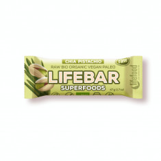 Baton cu chia + orz verde si fistic raw Lifebar Bio, 47g, Lifefood