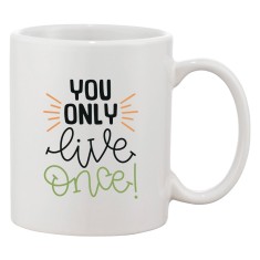 Cana alba personalizata 'You only live once!', INOVATIX&reg;. 330ml