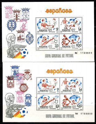 Spania 1982 - Cupa Mondială de fotbal - Spania, 2 Colite diferite, MNH foto