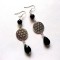 Cercei cu floarea vietii si cristale negre, cercei handmade 40515