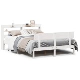 Cumpara ieftin Cadru de pat fara saltea, alb, 140x200 cm, lemn masiv pin