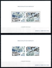 Monaco 1991, Mi #2009-2010 A+B**, Colite de Lux dant+ned, EUROPA. spatiu, cosmos, sateliti, MNH, cota 380 &euro;!