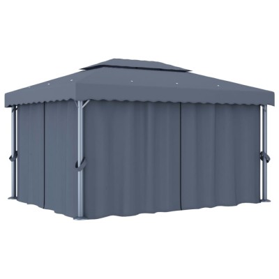 Pavilion cu perdea, antracit, 4 x 3 m, aluminiu foto