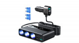 Joyroom 9&icirc;n1 &icirc;ncărcător auto 154W - 5x USB / 1x USB tip C / 3x priză brichetă, Power Delivery / Quick Charge / PPS / AFC / FCP, negru (JR-CL06)