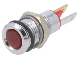 Lampă LED roșie plată 2VDC &Oslash;8mm metal
