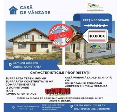 Casă &amp;icirc;n construcție de v&amp;acirc;nzare &amp;ndash; Comuna Ciobanu, Jud. Constanța foto