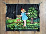 Cumpara ieftin ** Fata de perna pictata manual Romania, fetita in peisaj rural natura 55x43cm