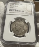 250 Lei 1941 Argint, TPT, Romania, NGC AU55