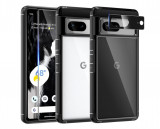 Husa TAURI [5 in 1] pentru Google Pixel 7, cu 2 folii protectie ecran + 2 folii protectie camera, neagra - RESIGILAT