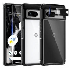 Husa TAURI [5 in 1] pentru Google Pixel 7, cu 2 folii protectie ecran + 2 folii protectie camera, neagra - RESIGILAT