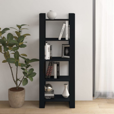vidaXL Bibliotecă/Separator cameră, negru, 60x35x160 cm, lemn masiv foto