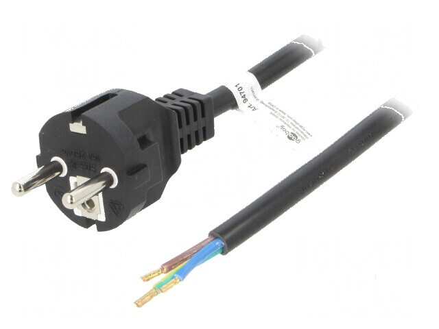 Cablu CEE 7/7 E/F 1,5m 16A 250V PVC Negru