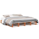 Cumpara ieftin Cadru de pat fara saltea, maro ceruit 200x200 cm lemn masiv pin
