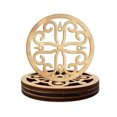 Set 4 suport pahar lemn model Cross