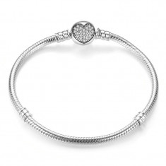 Bratara pentru talismane din argint 925 Heart Silver Snake foto