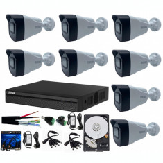 Kit 8 camere supraveghere 8MP 4K cu IR 80m, microfon + DVR 8 canale 8MP 4K Dahua + Surse + Cablu + Mufe + Splitter + HDD 2TB foto