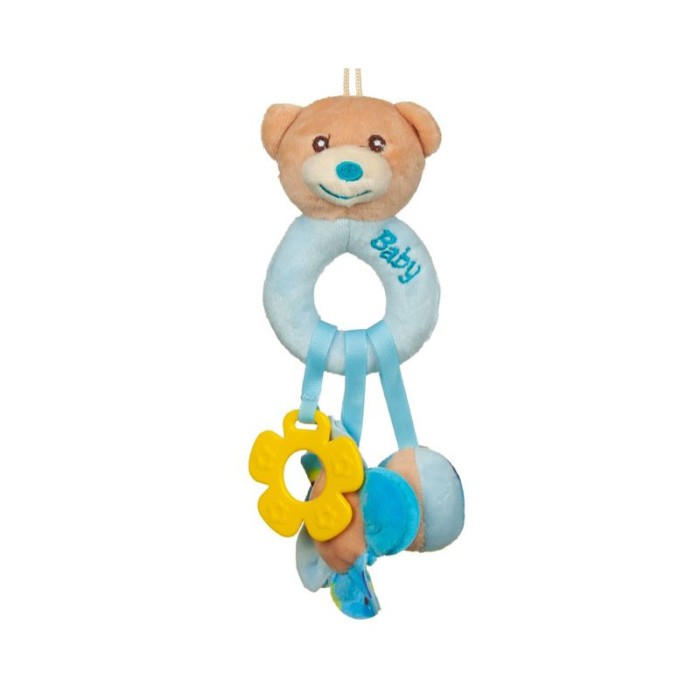 Jucarie Zornaitoare din Plus, model Ursulet Gogoasa, Albastru, 25 cm, ATU-082989