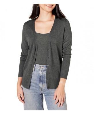 Cardigan pentru femei Amazon Essentials, decolteu in V, gri, L - OUTLET foto