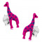 Cercei din argint 925, girafă roz neon cu buline albastre, smalț
