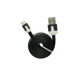 Cablu Date &amp; Incarcare MicroUSB Plat - 1 Metru (Negru)