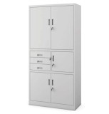 Dulap metalic Premium cu seif, 3 rafturi si 3 sertare 900x400x1800 mm (LxlxH), 50 kg/polita, Asamblat, PLUS