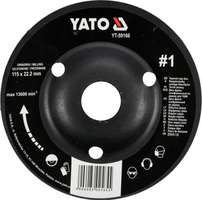 Disc circular depresat raspel pentru lemn 115x22.2 mm tip 1 YATO foto
