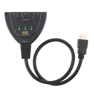 Splitter HDMI cu 3 intrari si o iesire elSales ELS-SH3 , rezolutie 4K, lungime 30 cm, negru foto