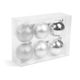 Set decorațiuni brad de Crăciun - argintiu - 6 buc / set