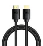 CABLU video Baseus High Definition, HDMI(T) la HDMI(T), versiunea 2.1, rezolutie maxima 8K UHD (7680 x 4320) la 60 Hz, conectori auriti, 3m, negru &quot;CA