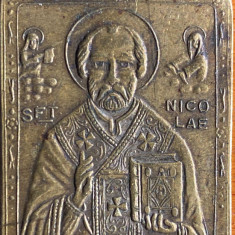 SFANTUL NICOLAE, MEDALION VECHI DIN BRONZ(33 X 24 mm.)DETALII DE FINETE,POZE !