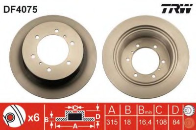 Disc frana MITSUBISHI PAJERO II Canvas Top (V2_W, V4_W) (1990 - 2000) TRW DF4075 foto