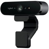 Webcam Logitech Brio 4K UHD, 13MP, USB 3.0, Zoom 5x, Microfon, 90&deg; dFoV, Montare Laptop/Monitor, Negru