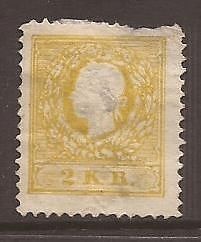 Austria 1858 Franz Jopseph 2Kr yellow Type II Mi. 10II MH fault AM.290 foto