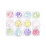 Set 12 paiete decorative unghii, patrate, multicolor
