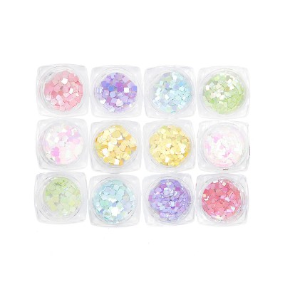 Set 12 paiete decorative unghii, patrate, multicolor foto