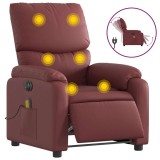 Cumpara ieftin Fotoliu de masaj electric rabatabil, rosu vin, piele ecologica