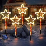 Set 5 Lampi Solare de Craciun Tip Tarus EMC ONSHOP&reg;, Forma Stea Luminoasa, 8 Moduri Iluminare, IP65 Impermeabil, Lumina Calda