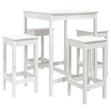 Set mobilier de bar pentru gradina, 5 piese,alb, lemn masiv pin