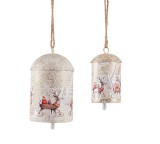 Set 2 clopotei Craciun iuta metal multicolor &Oslash;11x19,5h; &oslash;15,5x25h