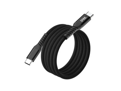 Cablu magnetic USB-C - USB-C 1m 3A/20V 60W negru Well CABLE-USBC/USBC-1BK07-WL foto
