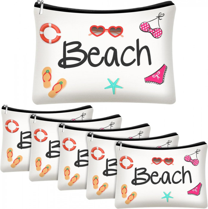 Wooday Beach Sac cosmetic pentru femei Funny Beach Machiaj Bag Cadouri Beach Acc