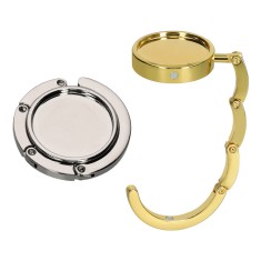 Set 2 Carlige de masa pentru genti, Kwmobile, Argintiu/Auriu, Aluminiu, 48556.07